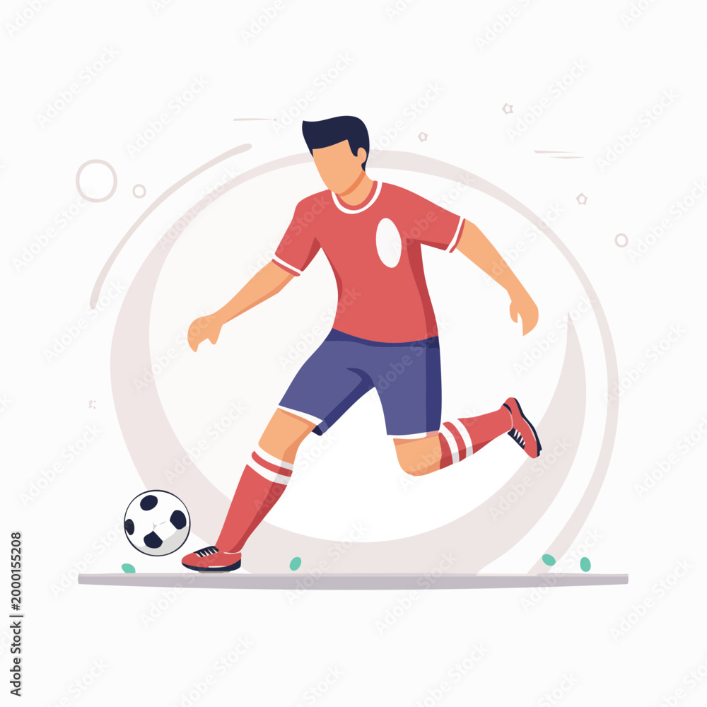 Obraz premium Soccer Player Kicking Ball in Flat Design Style