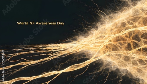 Glowing neuron strands on black background for World NF Awareness Day