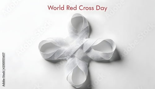 3d rendered sterile white bandage cross symbol for world red cross day on soft gradient background