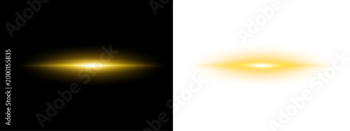 Dynamic golden light effect starburst flare and radiant light streaks for design isolated on transparent background. PNG