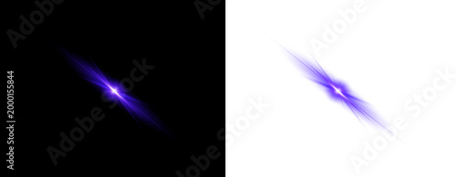 Dynamic blue light effect starburst flare with radiant rays for graphic design Isolated on transparent background. PNG