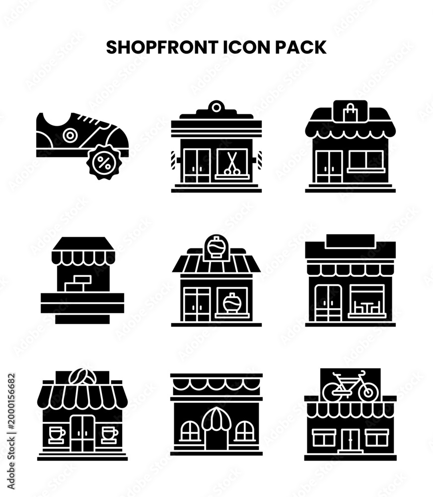 Naklejka premium Shopfront Glyph SVG Icons Pack