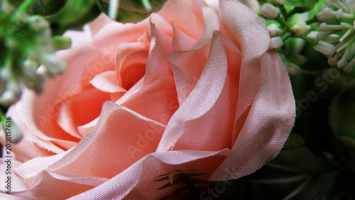 Closeup of artificial flowers decorated on the stage of a ceremonial function