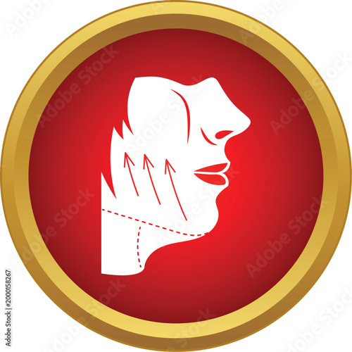 Female face in profile showing lines and arrows for a cosmetic facelift procedure