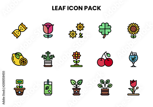 Leaf Lineal Color Collection Icons Pack