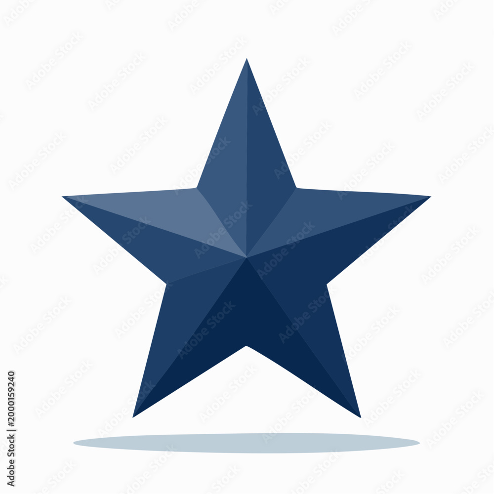 Fototapeta premium Blue five-pointed star with shadow