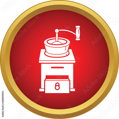 Classic manual coffee mill preparing fresh ground beans for brewing