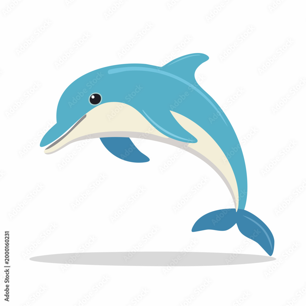 Fototapeta premium Cartoon Dolphin Jumping