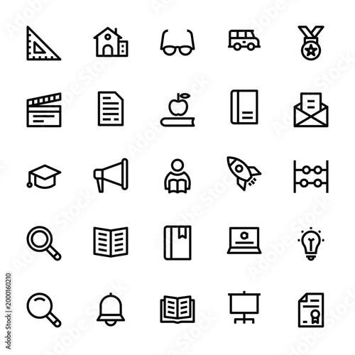 Outline icons for education