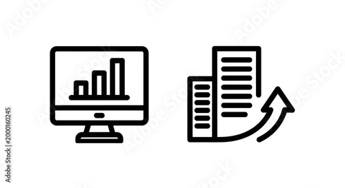 Business data analytics and corporate growth icon set with business, analytics
