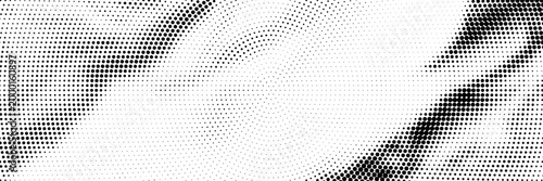 Radial halftone spotted gradient background. Dotted stains concentric texture with fading effect. Black and white circle shade wallpaper. Grunge rough vector. Monochrome geometric backdrop.