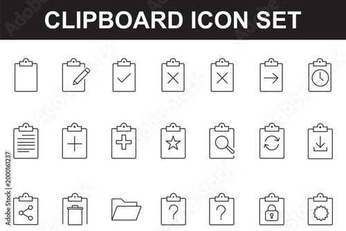 Collection of Silhouette clipboard list icon set isolated on transparent background. Vector illustration set.