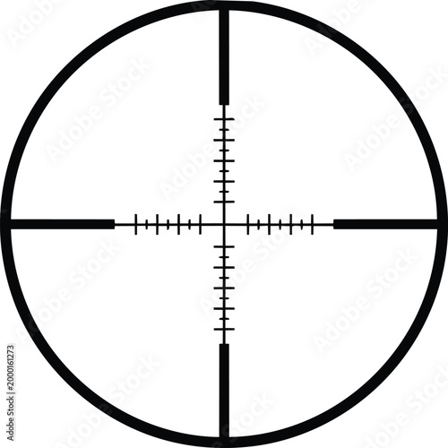 Sniper rifle scope reticle crosshair icon on white background.