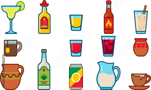 Traditional Mexican Drinks and Beverage Variety Set