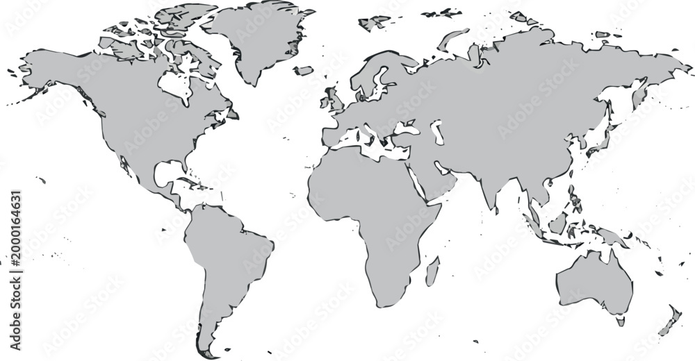 Obraz premium create need World map on white background. World map template with continents, North and South America, Europe and Asia, Africa and Australia
