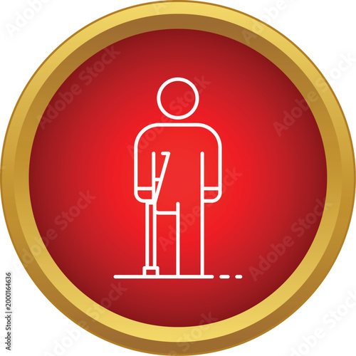 Person walking with a crutch representing disability, injury, and medical rehabilitation