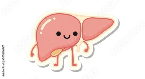 Cartoon illustration of a happy liver for medical or educational uses