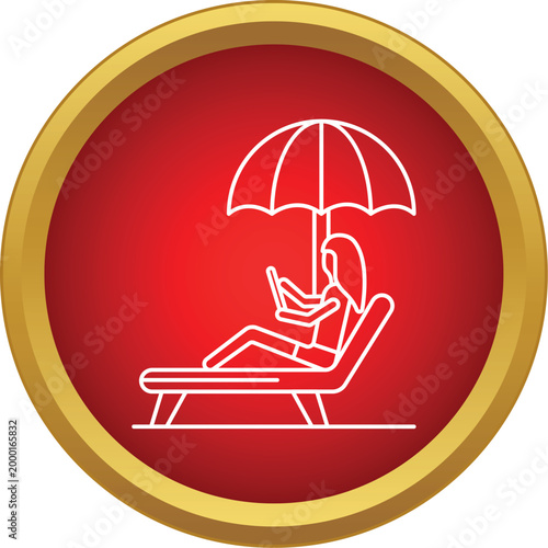 Woman enjoying summer vacation, reading a book on a sun lounger