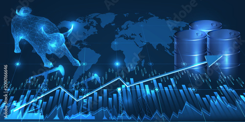 Photography Vector illustrations of oil price are strongly bullish turn to world economics crisis