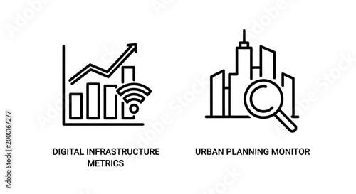 Digital infrastructure metrics and urban planning monitor for smart city