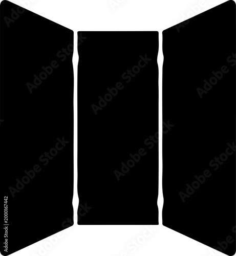Folding screen room divider silhouette vector illustration