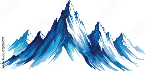 Abstract mountain peak a digital art composition in shades of blue and white