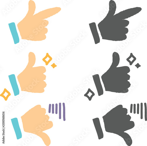 手描きの可愛い手の表情セット