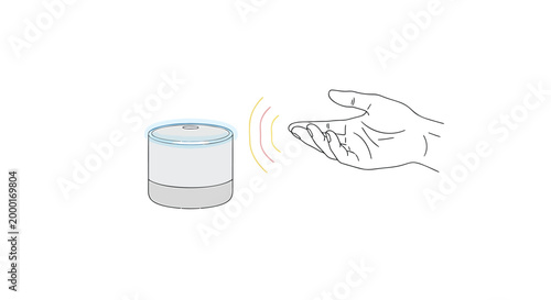 Smart home device, wireless charging, hand interaction, contactless technology, modern gadget