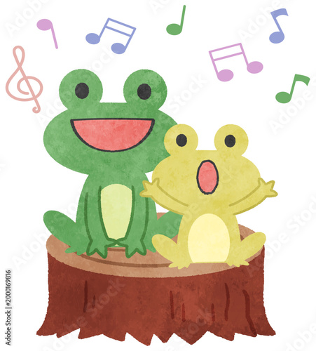 切り株　歌う　ヒキガエル