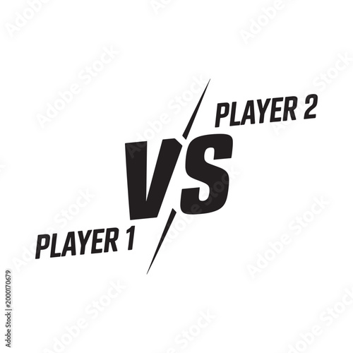 Player versus player text graphic black letters on white background