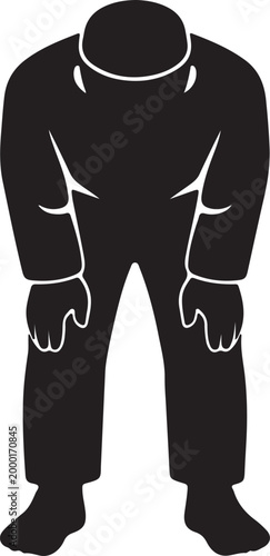 Muslim man bowing front view ruku prayer silhouette vector isolated for Islamic worship design