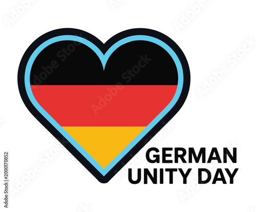 Free Download German flag heart with German Unity Day text Germany. - GFXLoad