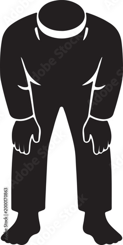 Muslim man bowing ruku Islamic prayer silhouette minimal vector isolated for religious and Ramadan concept
