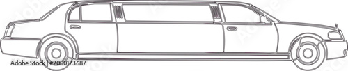 Limousine outline on a white background.
