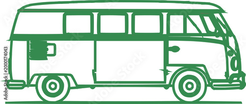 The minibus has a classic design for group travel.