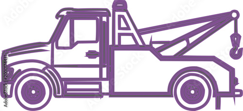 Tow truck illustration depicts vehicle recovery service.