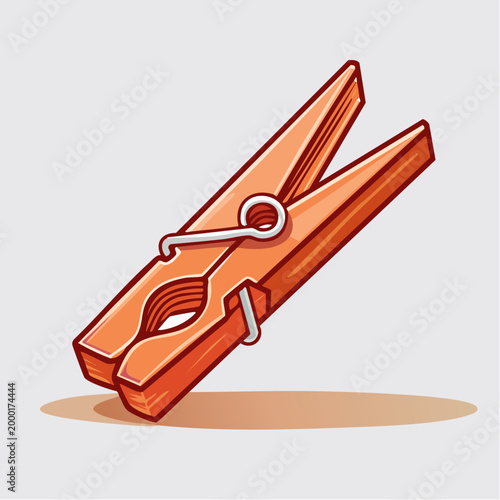 Orange Wooden Clothespin Illustration