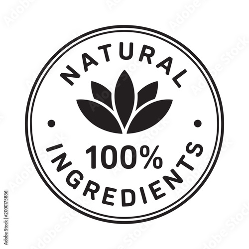 Foto natural ingredients label 100 percent seal black and white vector