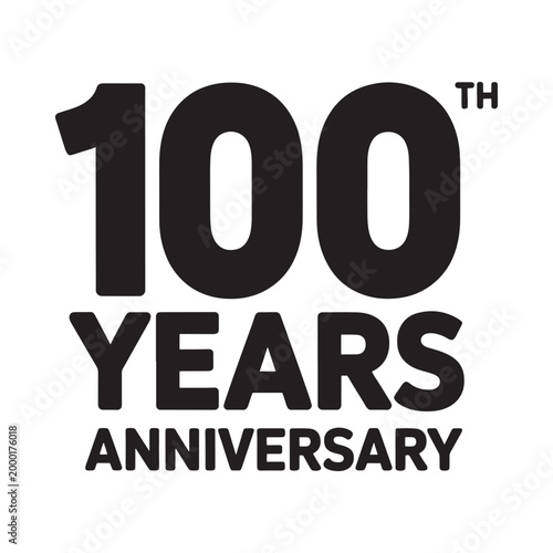 One hundredth anniversary logo with text bold typography black on white