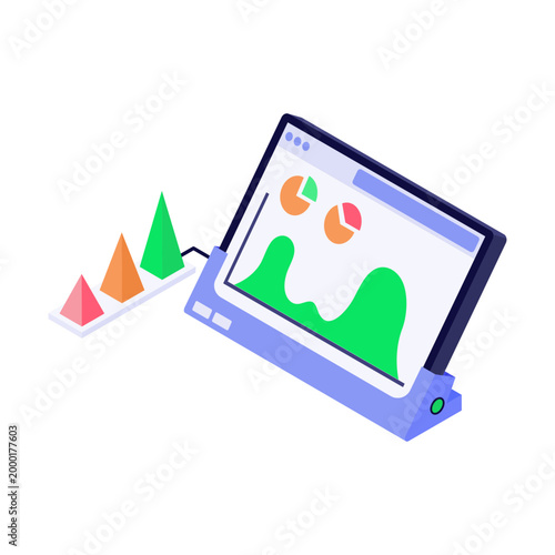 An isometric style illustration of online progress

