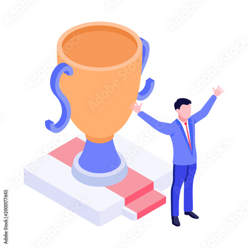 Isometric style illustration of an achievement
