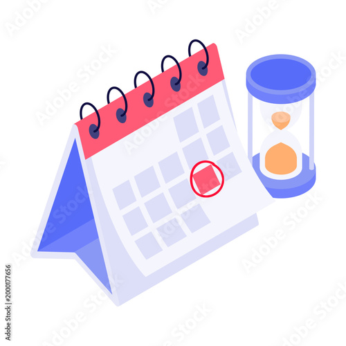 An isometric style illustration showing a work deadline
