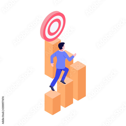 An isometric style illustration depicting career goals
