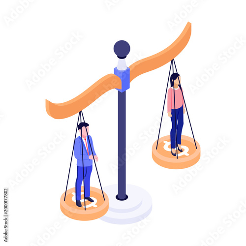 An illustration of equity designed in an isometric style


