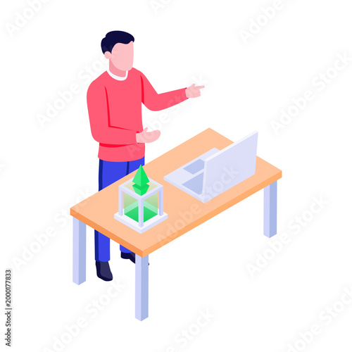 Isometric style illustration of a workshop
