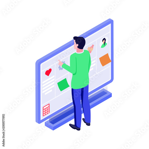 Isometric style illustration of a business model
