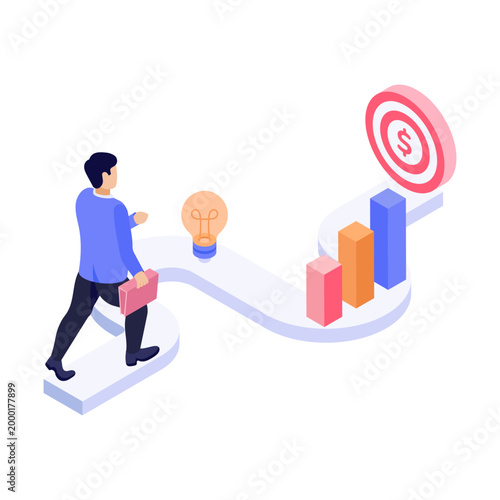  Isometric style illustration of a strategic roadmap
