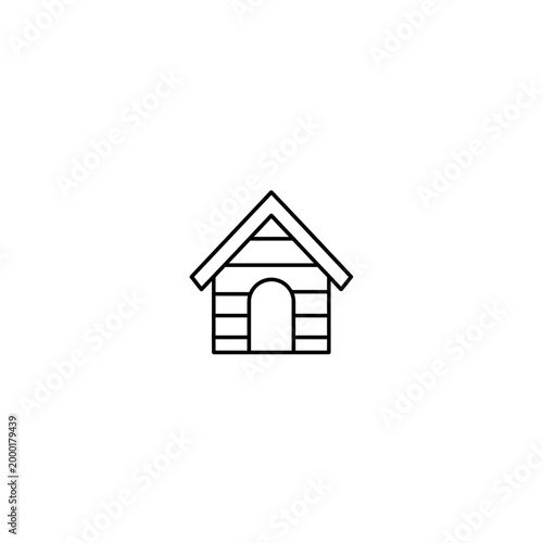 Simple dog house kennel icon graphic with minimalist domestic structure