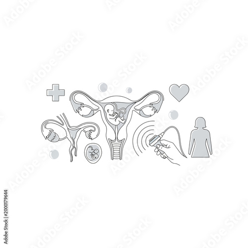Gynecology and reproductive health icons set with gynecology, reproductive