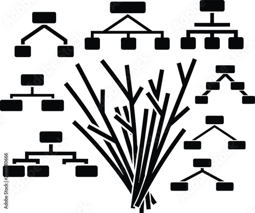 Simple family tree diagram illustration isolated on white background, Vector